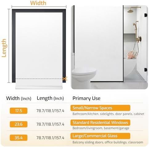 LUTE Frosted Glass Window Privacy Film, Static Cling, White, 23.6" x 118.1" - Image 5