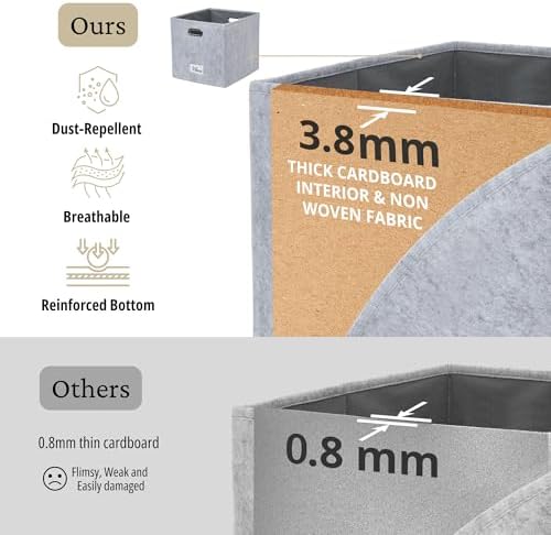 DECOMOMO Felt Storage Bins, 11 inch Cube Storage Bin with Labels - Image 6