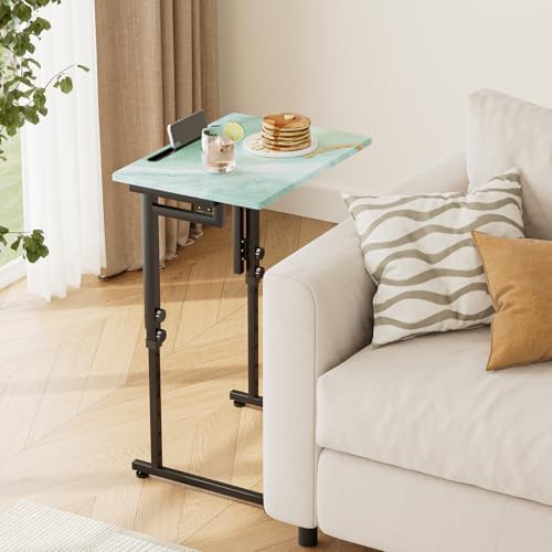 Folding TV Tray Table,Adjustable TV Dinner Table with Sturdy MDF Top,Eating Trays for Living Room with No Assembly Required (Sea Blue,2Pcs) - Image 2