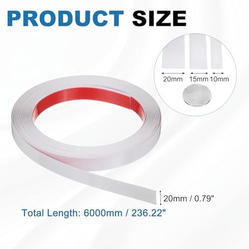 uxcell White Peel and Stick Molding Trim, 0.8 Inch x 19.7 ft Self-Adhesive Mirror Tape, Flexible PVC Border Strip for Wall Decoration Tile Edge Ceiling Floor Frame Furniture Decoration - Image 2