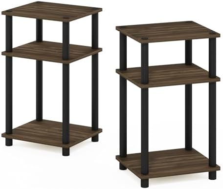 Furinno JUST Set of 2 Toolless 3-Tier Night Stand, Columbia Walnut - Image 4