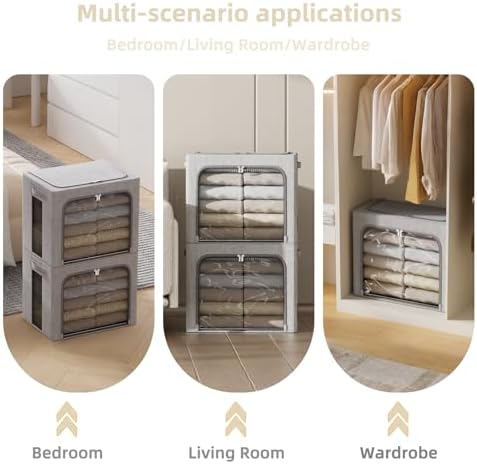 FHSQX 2Pack Clothes Storage Bins, Light Gray, 15.7x11.8x9.8 Inch - Image 6