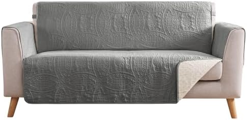 Gray Loveseat Covers 2 Cushion Couch, Water-Repellent Sofa Slipcover for Couch, Machine Washable Love Seat Quilted Couch Covers, Pet Friendly Loveseat Slipcovers (Loveseat 56", Cool Gray) by Pamhaven