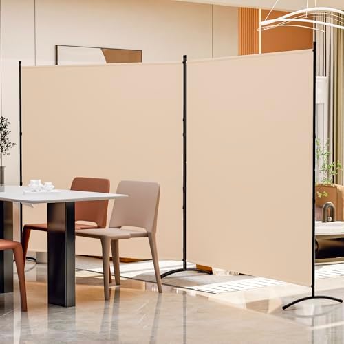 2 Panel Large Room Divider,Folding Privacy Screens for Room Partition,Beige by YASRKML