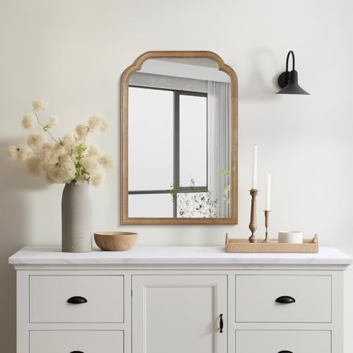 WallBeyond Wood Bathroom Mirrors for Wall Mounted, 20" x 30" Rustic Wood Frame Wall Mirrors Decorative for Living Room or Bedroom Vanity Mirror, Honey-Colored - Image 3