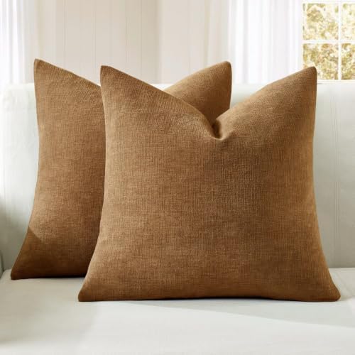 MIULEE Bronze Chenille Couch Throw Pillow Covers, 16x16 by MIULEE
