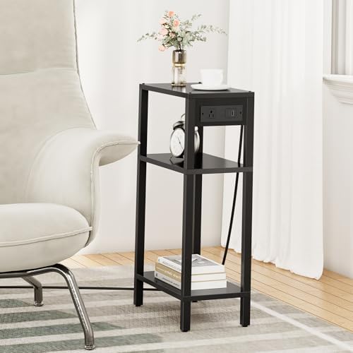 TUTOTAK Narrow Side Table, 3-Tier Small End Table with Charging Station - Image 6