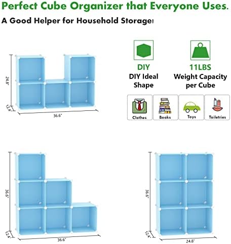 C&AHOME 6-Cube Storage Organizer Cube Shelf Closet Storage Bookcase, Blue - Image 6