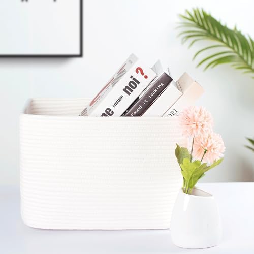 MINTWOOD Design 3-Pack Storage Baskets for Shelves, Playroom and Classroom, Book Basket, Decorative Cube Bins, Woven Closet Organizers, Baby Nursery Baskets, Creamy White - Image 3