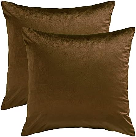 GIGIZAZA Chocolate Velvet Pillow Covers 26 x 26 Pillows Cover Pack of 2 - Image 4