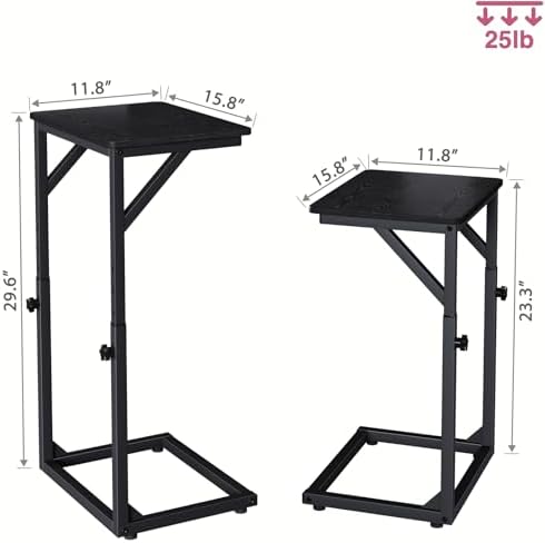 5-Level Adjustable C-Shaped End Table, Small Side Table for Couch, Sofa TV Tray Table for Living Room, Bedroom, Bedside ET-ZA-BKW1 - Image 2