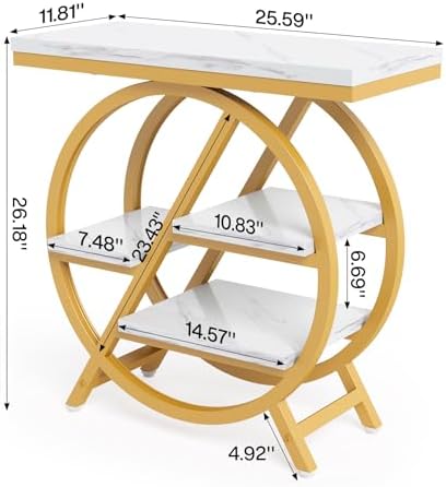 LITTLE TREE End Table Set of 2, 4-Tier Narrow Faux Marble Side Table - Image 3