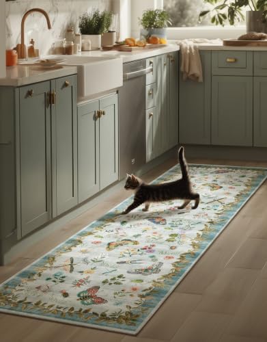 Machine Washable Rug Runners for Hallways: 2'6"x8' Kitchen Runner Stain Resistant Non Slip Low Pile Soft Carpet Runner Rug for Entryway Hallway Indoor Kitchen Beside Bedroom Bathroom Farmhouse by palohom