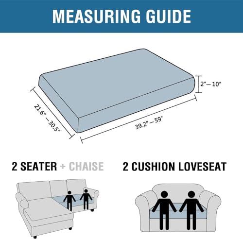 H.VERSAILTEX Super Stretch Individual Seat Cushion Covers Sofa Covers Couch Cushion Covers Slipcover Sets Thick Jacquard Textured Twill Fabric (1 Piece Loveseat Cushion Cover, Storm Blue) - Image 3