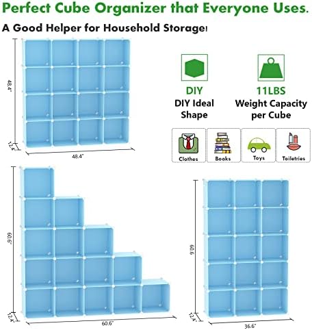 C&AHOME 16 Cube Storage Organizer Cube Shelves Units Storage Cubes, Blue - Image 2