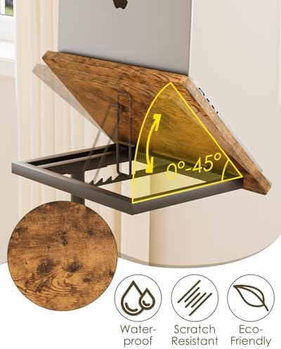 Masupu Sofa Arm Tray Table - 360° Swivel Height Adjustable End Table, Small Snack Side Table for Couch, C Shaped Table for Bed, Chair or TV Tray Table(Rustic Brown, Angle Adjustable) - Image 3