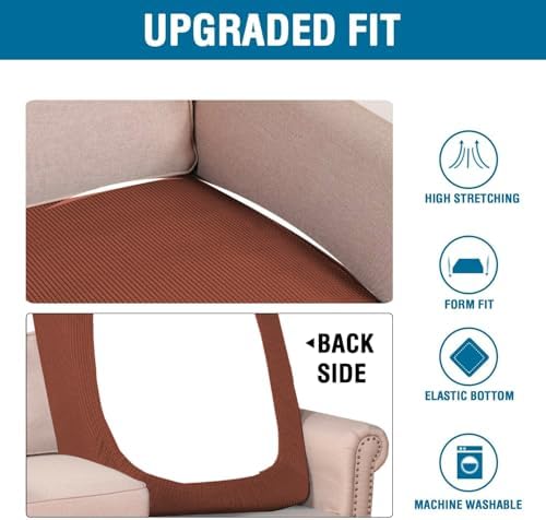 H.VERSAILTEX Super Stretch Individual Chaise Cover Sectional Couch Covers for L Shaped Sofa Both Left/Right Featuring Thick Jacquard Textured Twill Fabric (1 Piece Chaise Cover, Rust) - Image 6