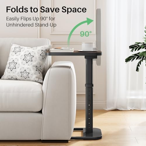 Kitstorack TV Tray Table, Adjustable Height & Rounded Metal Corners, Snack Table for Couch, Sofa, Bed, Chair, Living Room, C Shaped End Side Table for Eating, Dinner or Laptop, Small Spaces, Espresso - Image 6