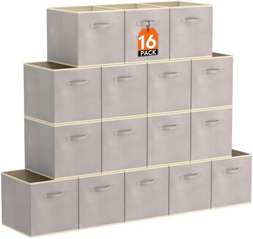 Lifewit Storage Cubes, 11 Inch Organizer Bins, 18L Light Gray, 16 Packs by Lifewit
