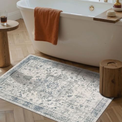 2x3 Blue Washable Entryway Rug,Small Door Mat for Bathroom Kitchen - Image 4