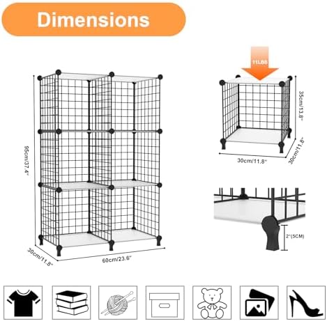 AWTATOS Wire 6 Cube Storage Organizer, Closet Storage Shelves Stackable - Image 5
