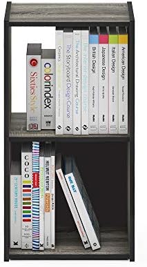 Furinno Pelli Cubic Storage Cabinet, 2x1, French Oak Grey/Black - Image 4
