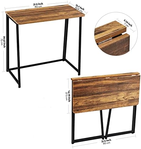 WOHOMO Folding Desk, 31.5" Foldable Computer Table for Small Spaces, Walnut - Image 3