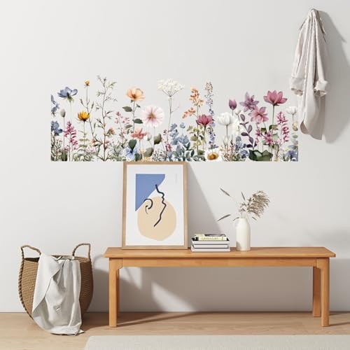 ANNA QUEEN Wildflower Wall Decals Peel and Stick, Vintage Botanical Flower Wall Stickers, Floral Wall Decor Removable Vinyl Wall Art for Bedroom Living Room Home Decor - Image 4