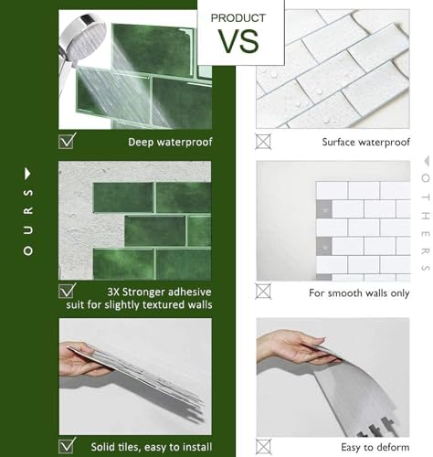 STICKGOO 10-Sheet Subway Tile Peel and Stick Backsplash, Self Adhesive Vinyl Wall Tiles, Stick on Backsplash for Kitchen and Bathroom(Thicker Design) - Image 5