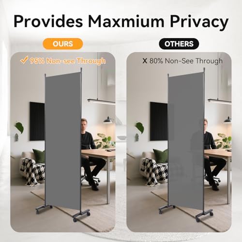 Folding Room Divider W/Wheels,Heavy Duty Base Privacy Screen Separator - Image 3