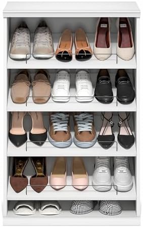 Furinno FANO Shoe Rack, 4-Tier Shoe Organizer, Closet Shoe Shelf with Angled, Adjustable Shelves, Stackable Shoe Storage, 15.9 x 23.6 x 36.2 for Wardrobe, Bedroom, Living Room, White - Image 5
