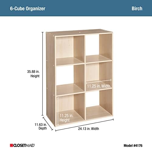 ClosetMaid Cubeicals 6 Cube Storage Shelf Organizer Bookshelf, Stackable, Vertical or Horizontal, Easy Assembly, Wood, Birch Finish - Image 3