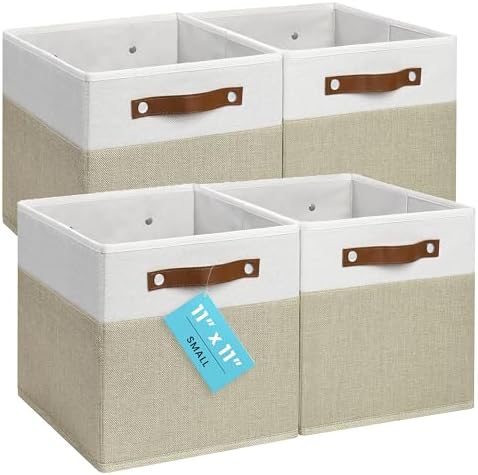 OrganiHaus 11x11 Cube Storage Bins, Set of 4 - Fabric Storage Cubes by OrganiHaus