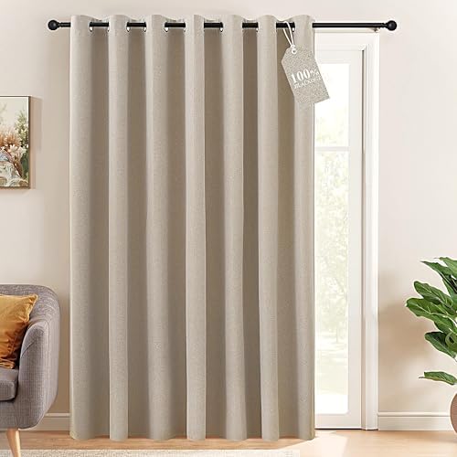 NICETOWN Natural Beige Blackout Curtain 100 inch Wide 100% Light Blocking by NICETOWN