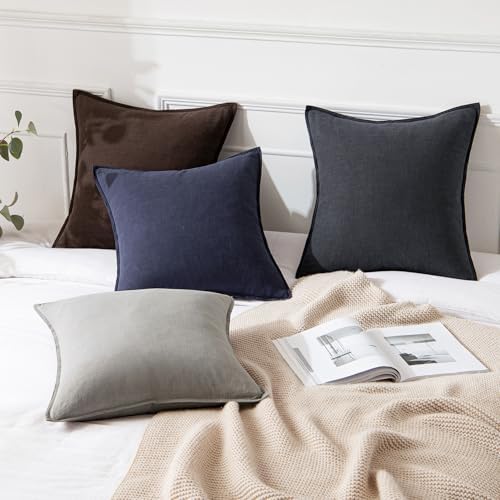 MIULEE Decorative Linen Pillow Covers 20x20 Inch Navy - Image 4