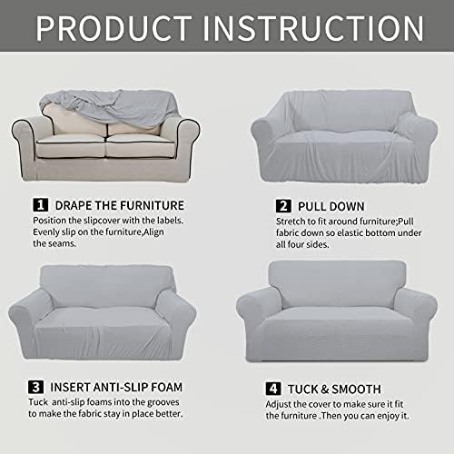 Easy-Going Stretch Oversized Loveseat Couch Covers Washable Silver Gray - Image 6