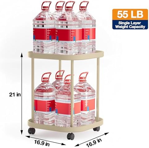 Side Table with Wheels, 2-Tier End Table Small Night Stand - Image 3