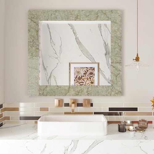 Wallercity Green Marble Wallpaper Borders 3.94''x394'' Marble Cyan Wall Border Stickers for Bedroom Kitchen Wall Decor Waterproof Self Adhesive Borders Contact Paper for Bathroom Mirror Frame Floor - Image 6