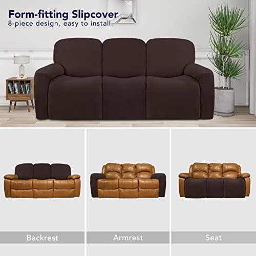 PureFit Super Stretch 3 Seats Recliner Sofa Couch Cover with Pocket - Image 4