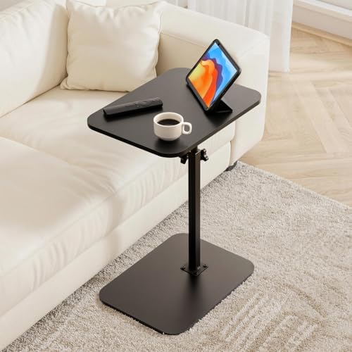 ZEAPTAC Portable TV Tray Table, End Table Adjustable Height 360° Swivel, Side Table for Couch, Sofa, Bed, Chair, Living Room - Black - Image 4