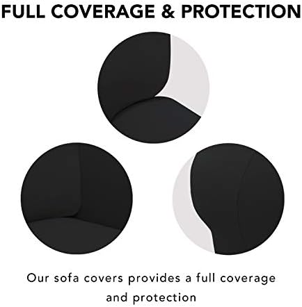 PureFit Stretch Loveseat Covers Fleece Couch Covers for Sofa Black - Image 3