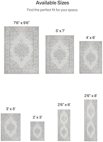 ReaLife Rugs Machine Washable Area Rug - Living Room Bedroom Bathroom Kitchen Entryway Office - Padded Crease Free Stain Resistant Premium - Boho Farmhouse Vintage- Paige- Ivory - 2'x 3' - Image 2