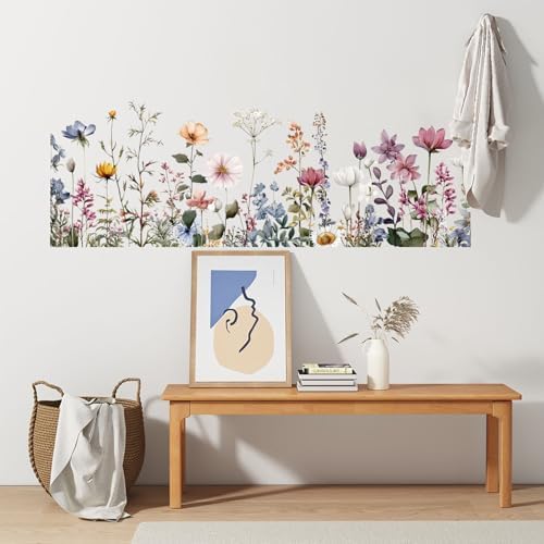 ANNA QUEEN Wildflower Garden Wall Decals Peel and Stick Floral Meadow Wall Stickers Removable Vinyl Botanical Flower Wall Decor for Living Room Bedroom Hallway Rustic Wall Art - Image 7