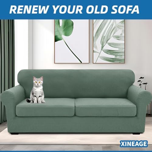 XINEAGE 3-Piece Stretch Sofa Cover, Washable Couch Covers for Dog - Image 4