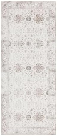 ReaLife Rugs Machine Washable Area Rug Runner - Living Room Bedroom Bathroom Kitchen Entryway Office - Padded Low Pile Stain Resistant Premium - Boho Farmhouse Vintage - BEV - Beige 2'6" x 8' - Image 3