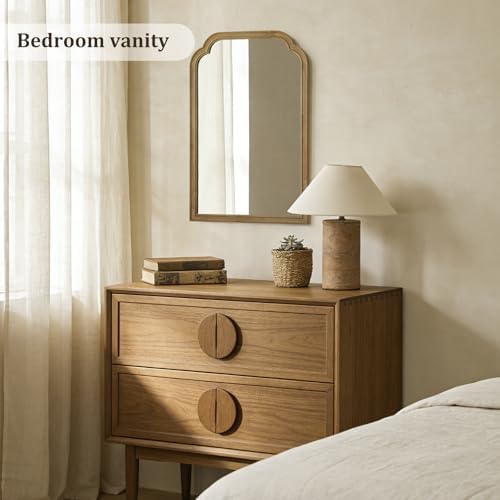 WallBeyond Wood Frame Wall Mirror Rounded Corner Arch Rectangle Mirror for Entryway, Living Room or Bedroom Home Decor - Light Woodgrain [20" x 30" Natural ] - Image 4