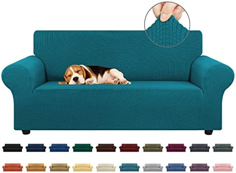 KEKUOU Stretch Loveseat Couch Cover, 2 Cushion Couch Slipcover,Peacock Blue by KEKUOU