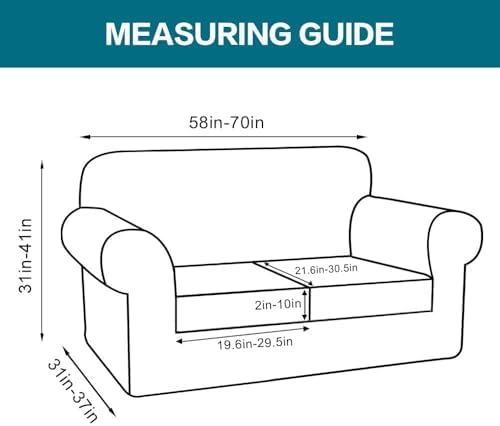 Turquoize 3 Piece Sofa Covers for 2 Cushion Couch Sofa Slipcover Soft Couch Cover for Dogs-Washable Sofa Furniture Covers with 2 Individual Cushion Covers, Thick Jacquard Fabric (Loveseat, Rust) - Image 2