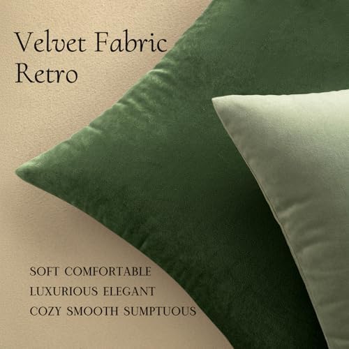 MIULEE Velvet Throw Pillow Covers 18x18 Inch Pack of 2 Moss Green - Image 5