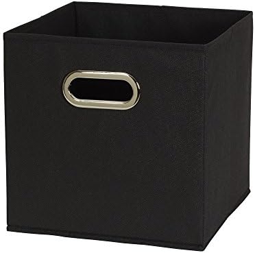 Household Essentials Foldable Fabric Storage Bins 6 Piece Set, Strong Poly-Woven Fabric, Sturdy Chipboard Sides, Grommet Front Handle, Stackable, Classic Design, Black - Image 3